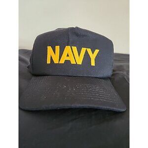 Vintage NAVY‎ Military Snapback Hat P Brand Cap Trucker Cap Made in USA OSFA